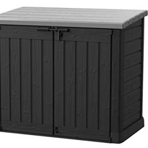 Store it out Max Mülltonnenbox mit Gasdruckfeder, wetterfest, abschließbar, schwarz, 1.200 L, 145,5 x 82 x 125cm