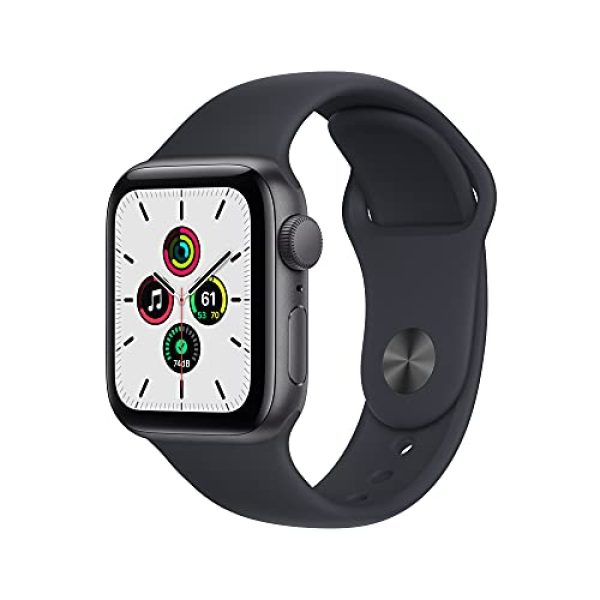 2021 Apple Watch SE (GPS, 40mm) - Aluminiumgehäuse Space Grau, Sportarmband Mitternacht - Regular
