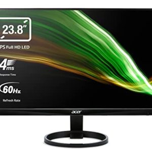 Acer R240HY Monitor 23,8 Zoll (60 cm Bildschirm) Full HD, 60Hz, 4ms (G2G), HDMI 1.4, DVI, VGA, Zeroframe, Schwarz