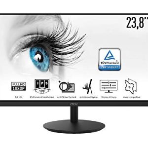 MSI PRO MP242DE 60 cm (23,8 Zoll) Office LED Monitor (Full-HD, 75Hz, IPS-Panel Technologie, Rahmenloses Design, HDMI, schwarz)