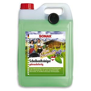 SONAX ScheibenReiniger gebrauchsfertig AlmSommer (5 Liter) trendiger Reiniger mit einzigartigem Bergkräuterduft, für die Scheibenwaschanlage im Sommer | Art-Nr. 03225000